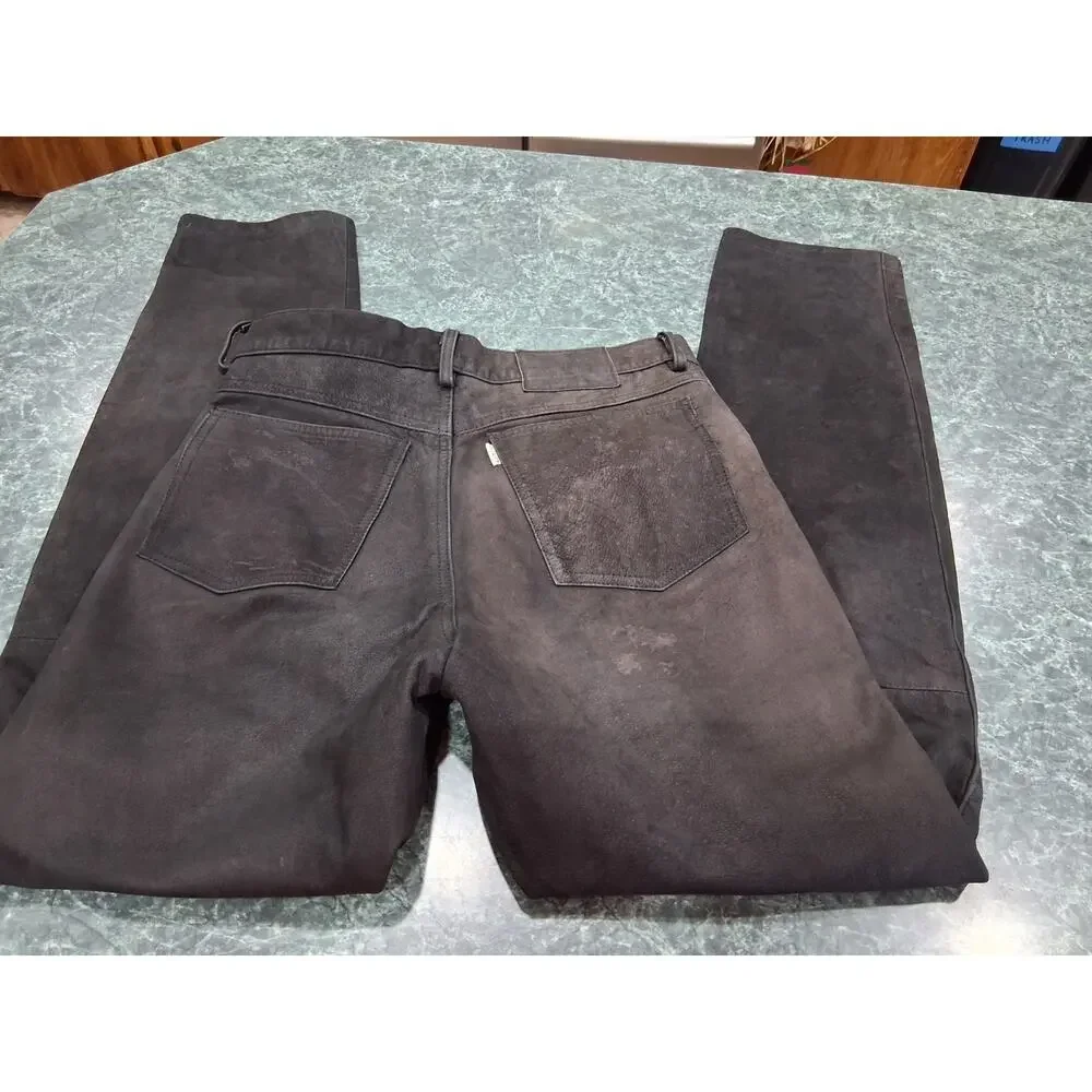 Gipsy Mens Genuine Leather Suede Nubuck Trousers Biker Motorcycle Pants 30 X 31 - Picture 6 of 13